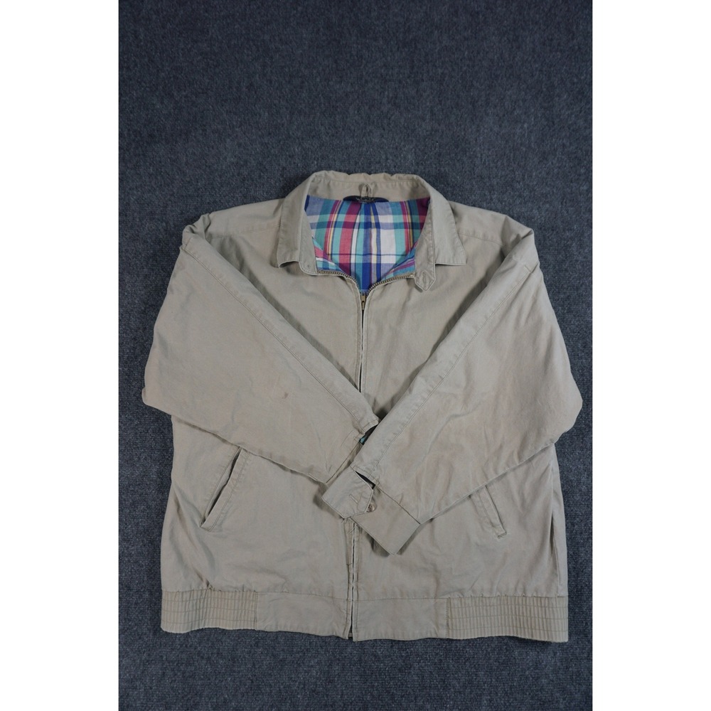 Vintage Woolrich Jacket Mens Large Khaki Harrington‎ Full Zip Preppy Casual